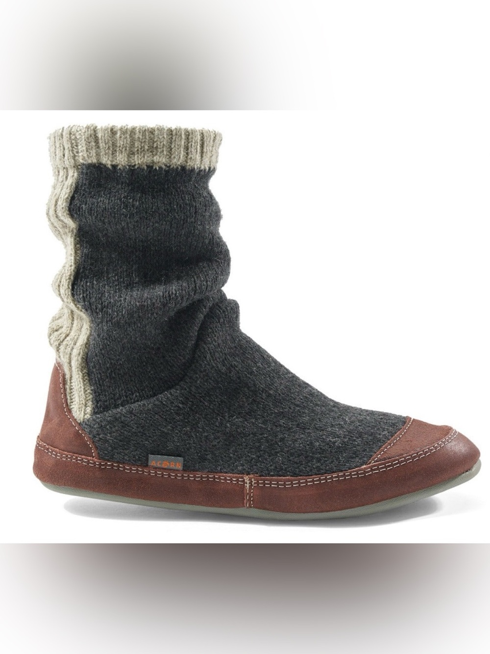 Acorn Men’s Slouch Boot Slipper Charcoal Wool Suede Cozy Sz 10.5-11.5